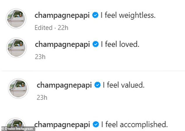 Drake, que celebra su cumpleaños número 37 el 24 de octubre, comentó en cuatro publicaciones de Instagram el domingo: 